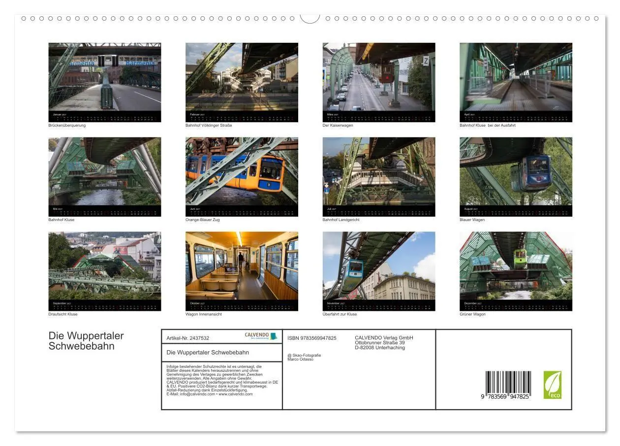 Bild: 9783569947825 | Die Wuppertaler Schwebebahn (hochwertiger Premium Wandkalender 2027...