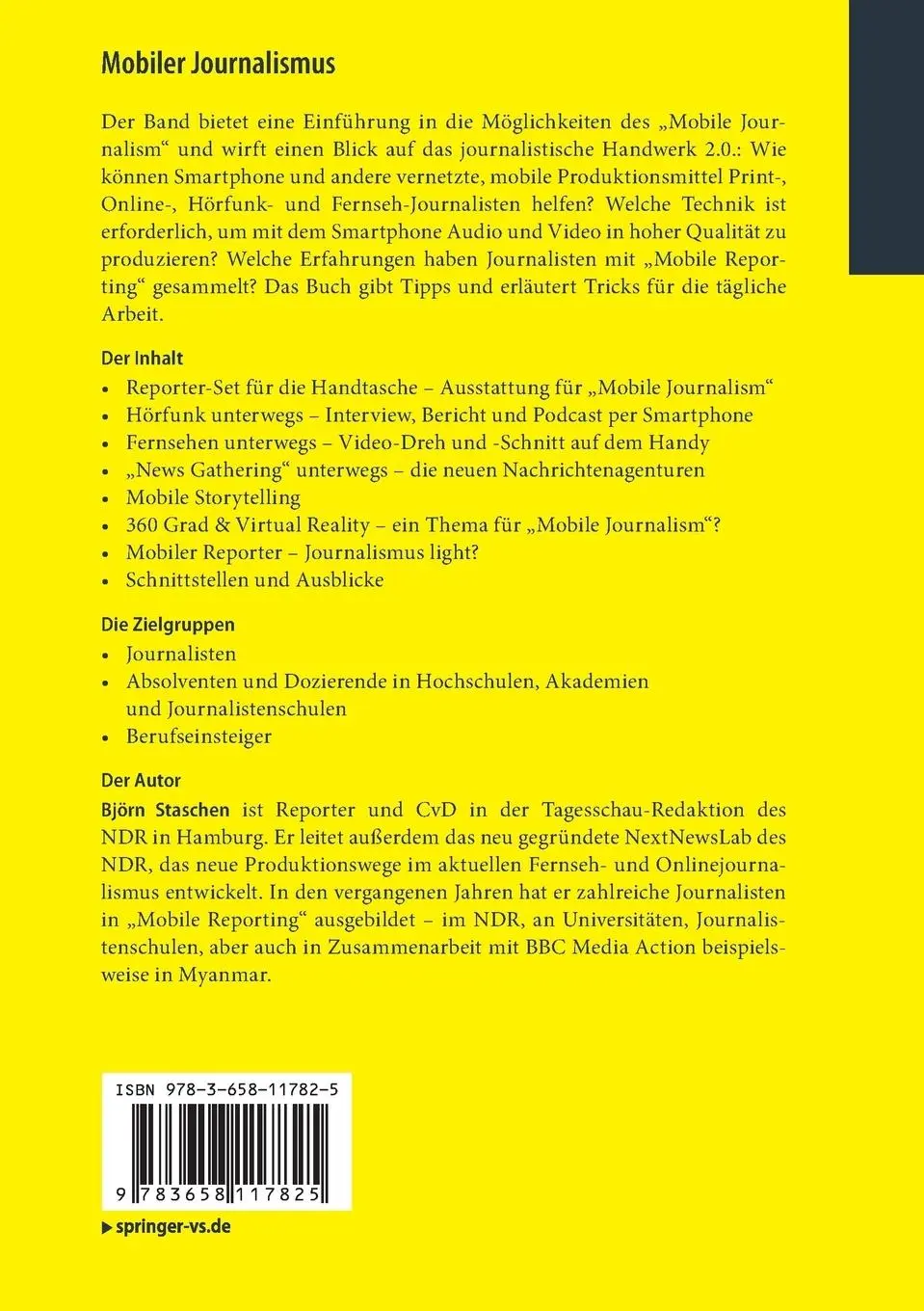 Rückseite: 9783658117825 | Mobiler Journalismus | Björn Staschen | Taschenbuch | vii | Deutsch