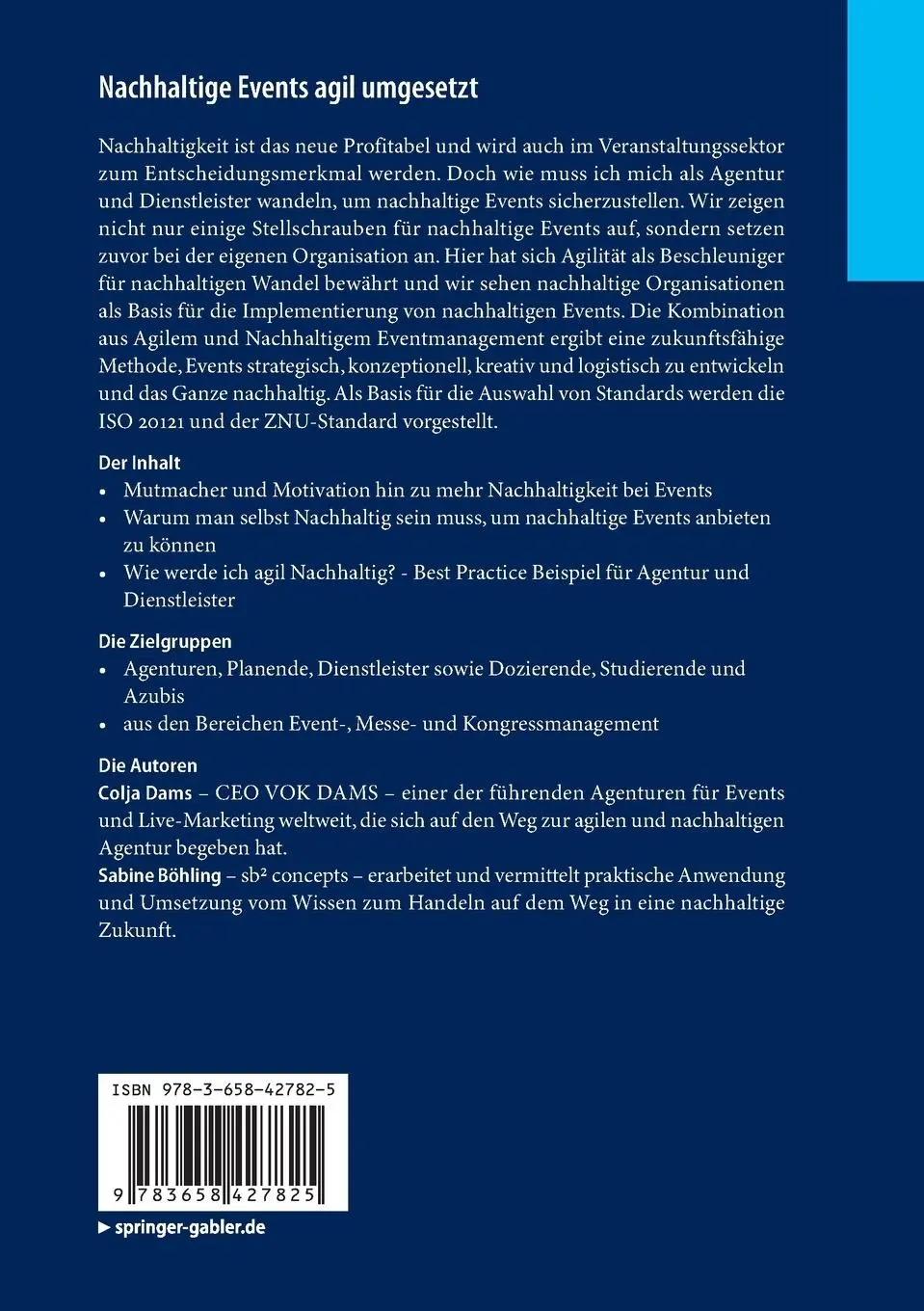 Rückseite: 9783658427825 | Nachhaltige Events agil umgesetzt | Erfahrungen und Best Practices