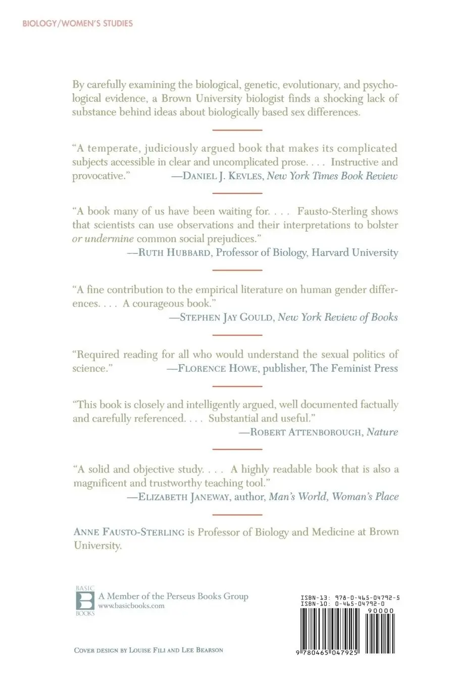 Rückseite: 9780465047925 | Myths of Gender | Anne Fausto-Sterling | Taschenbuch | Englisch | 1992