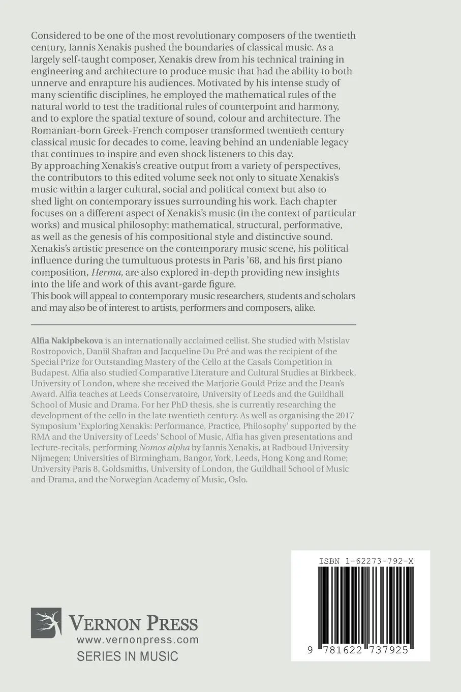 Rückseite: 9781622737925 | Exploring Xenakis | Performance, Practice, Philosophy | Nakipbekova