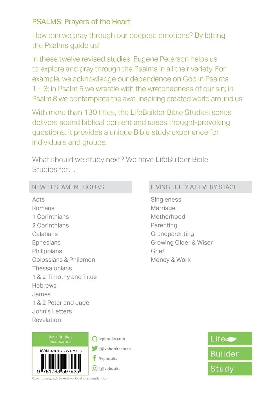 Rückseite: 9781783597925 | Psalms (Lifebuilder Study Guides) | Prayers of the Heart | Peterson