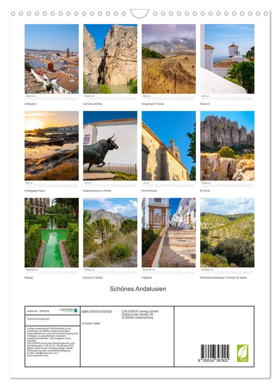 Bild: 9783516397925 | Schönes Andalusien (Wandkalender 2026 DIN A3 hoch), CALVENDO...