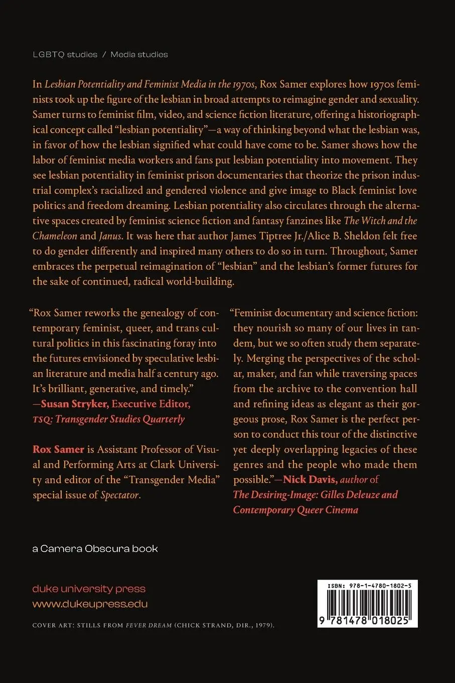 Rückseite: 9781478018025 | Lesbian Potentiality and Feminist Media in the 1970s | Jed Samer