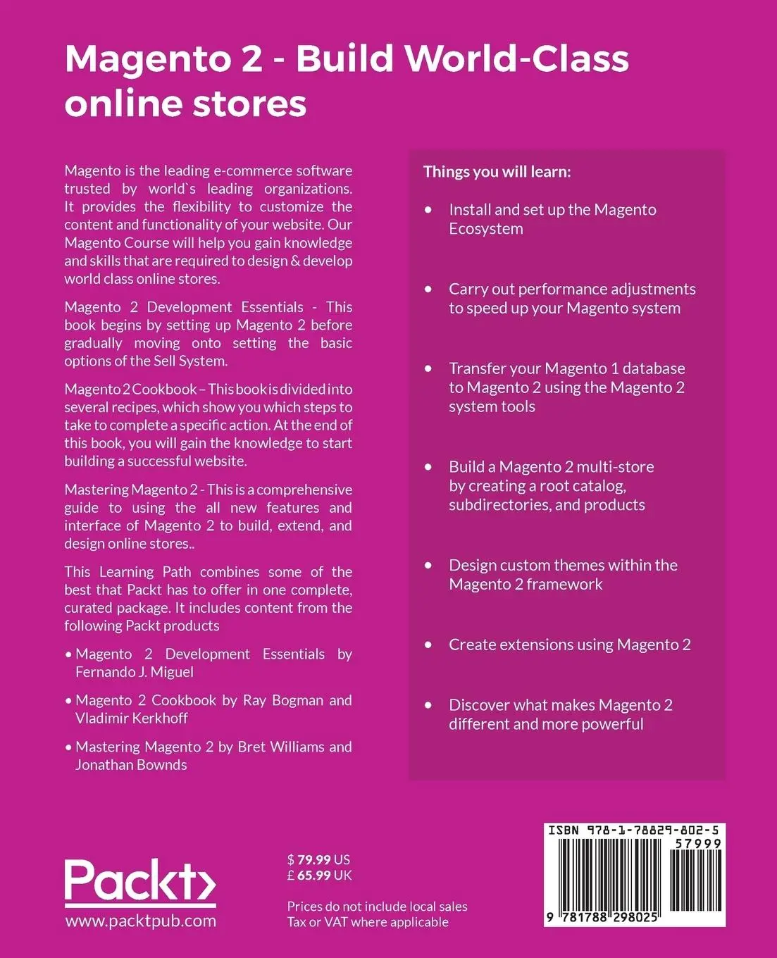 Rückseite: 9781788298025 | Magento 2 - Build World-Class online stores | Miguel (u. a.) | Buch