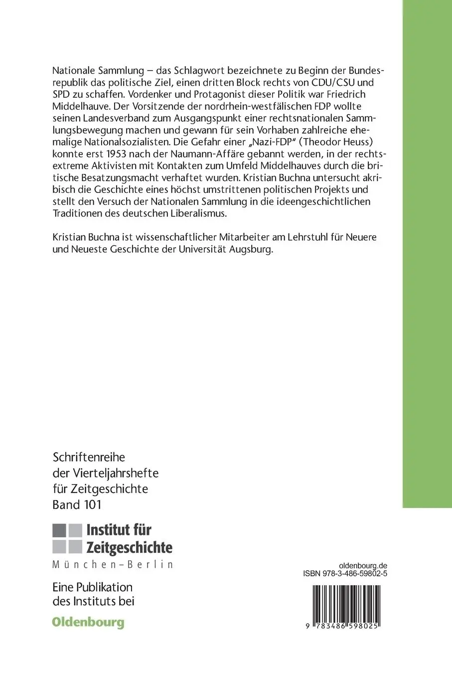 Rückseite: 9783486598025 | Nationale Sammlung an Rhein und Ruhr | Kristian Buchna | Taschenbuch