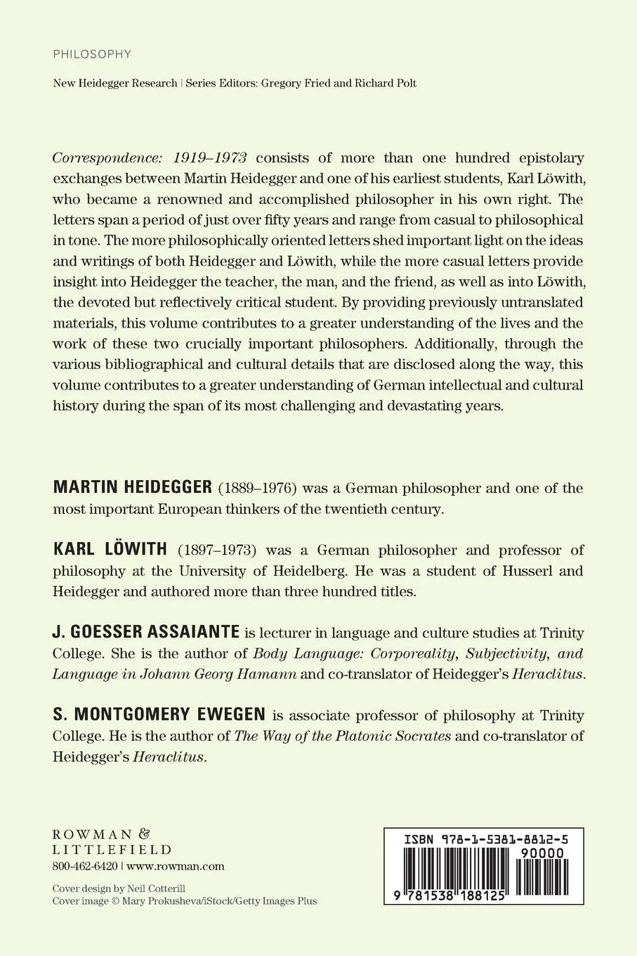 Rückseite: 9781538188125 | Correspondence | 1919-1973 | Martin Heidegger (u. a.) | Taschenbuch