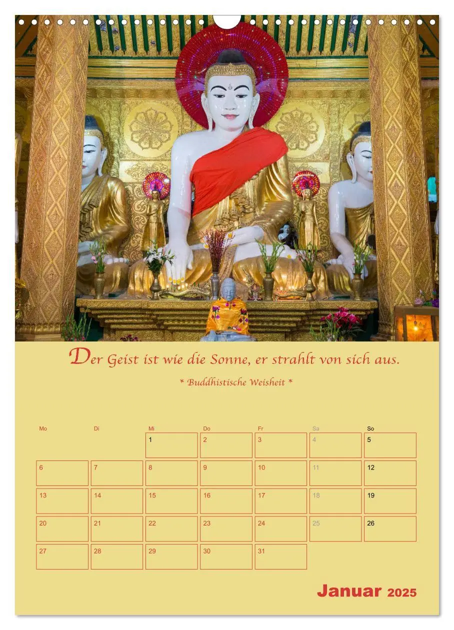 Bild: 9783435928125 | BUDDHA IN GOLD - Mit buddhistischen Sprüchen (Wandkalender 2025 DIN...