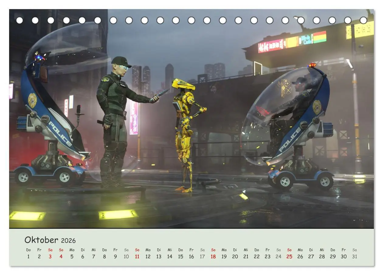 Bild: 9783457638125 | Science Fiction Cyberpunk (Tischkalender 2026 DIN A5 quer),...