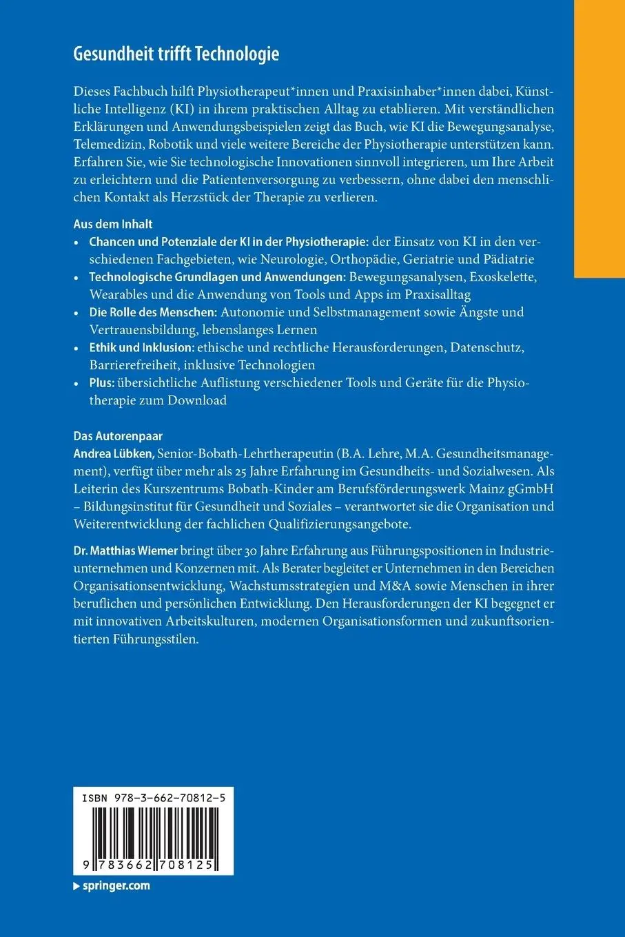 Rückseite: 9783662708125 | Gesundheit trifft Technologie | Matthias Wiemer (u. a.) | Taschenbuch