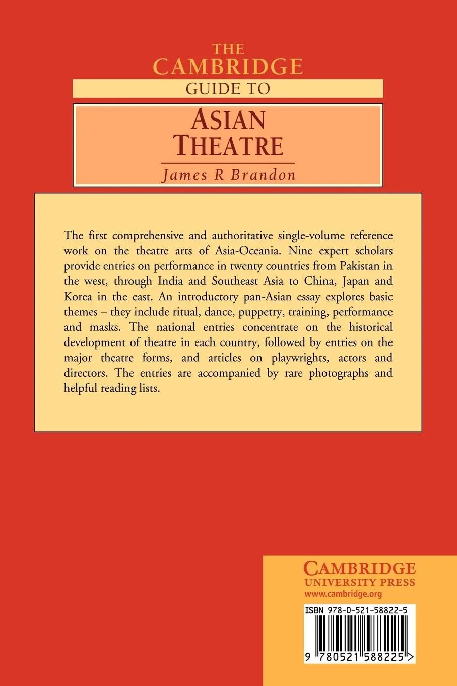 Rückseite: 9780521588225 | The Cambridge Guide to Asian Theatre | James R. Brandon | Taschenbuch