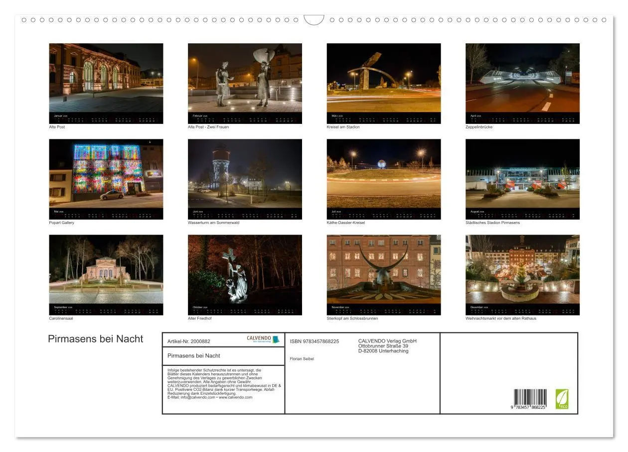 Bild: 9783457868225 | Pirmasens bei Nacht (Wandkalender 2026 DIN A2 quer), CALVENDO...