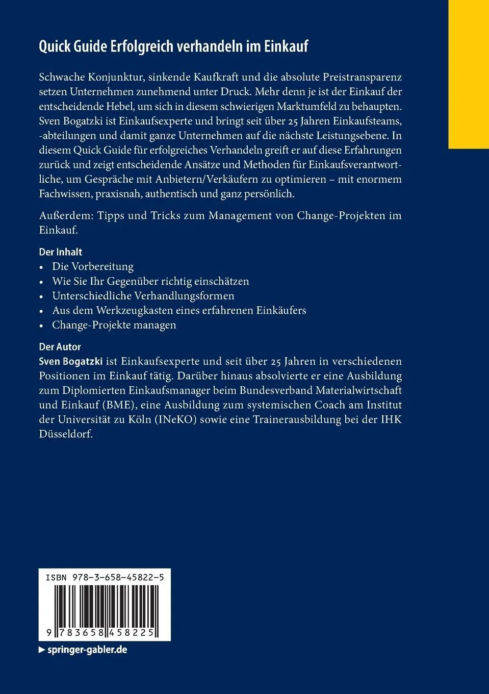 Rückseite: 9783658458225 | Quick Guide Erfolgreich verhandeln im Einkauf | Sven Bogatzki | Buch
