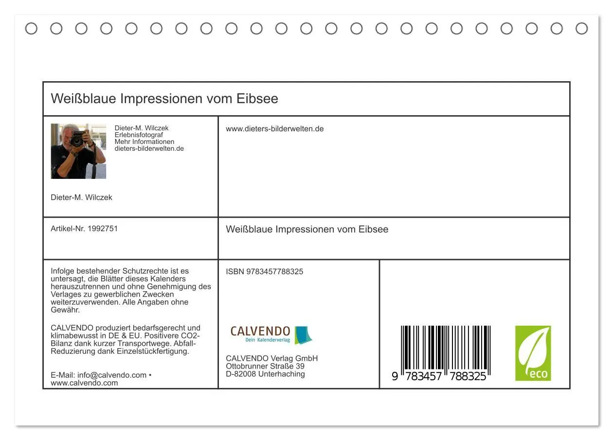 Bild: 9783457788325 | Weißblaue Impressionen vom Eibsee (Tischkalender 2026 DIN A5 quer),...