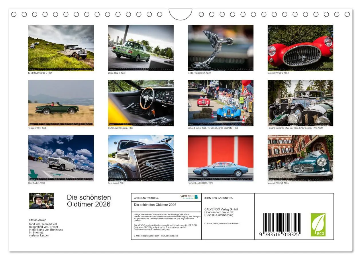 Bild: 9783516018325 | Die schönsten Oldtimer 2026 (Wandkalender 2026 DIN A4 quer),...