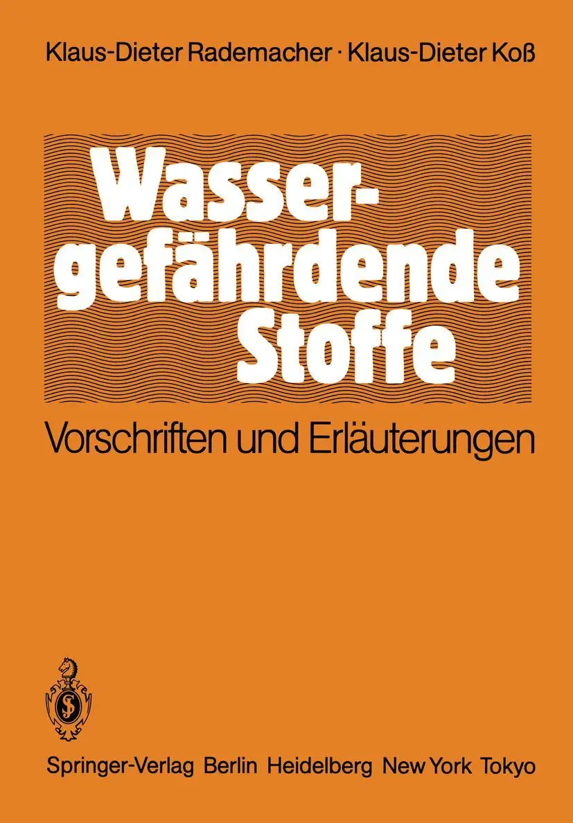 Cover: 9783540158325 | Wassergefährdende Stoffe | Vorschriften und Erläuterungen | Buch | xiv