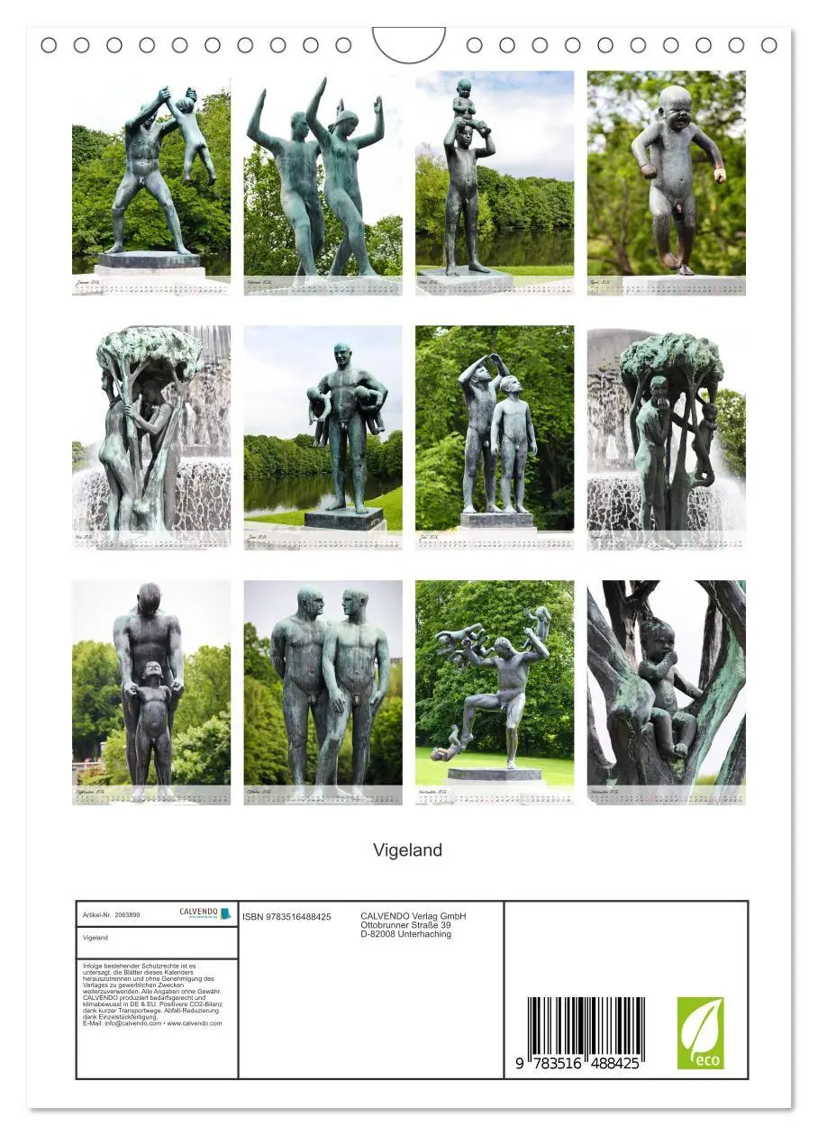 Bild: 9783516488425 | Vigeland (Wandkalender 2026 DIN A4 hoch), CALVENDO Monatskalender