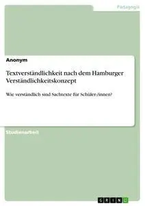 Cover: 9783668718425 | Textverständlichkeit nach dem Hamburger Verständlichkeitskonzept