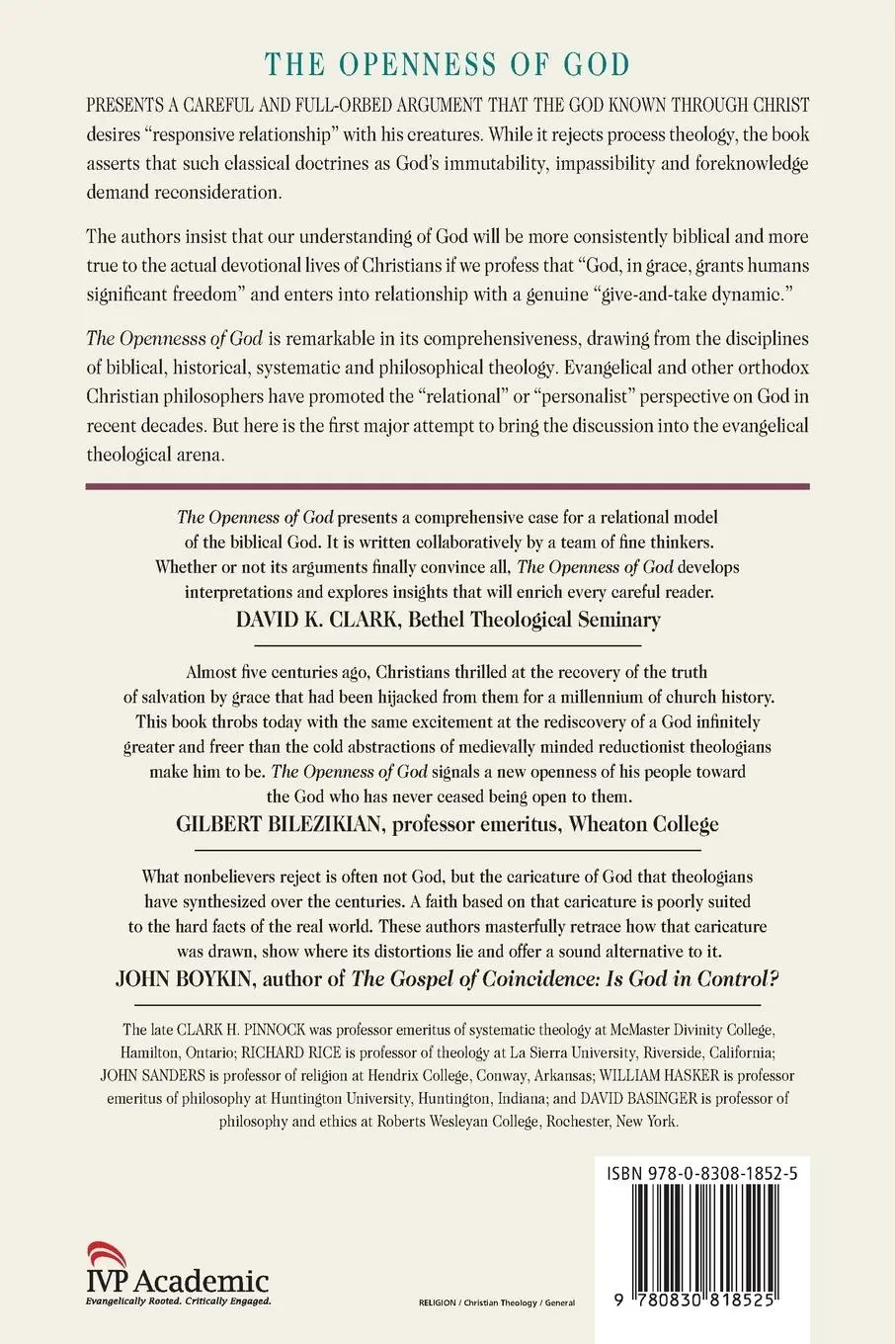 Rückseite: 9780830818525 | The Openness of God | Clark H. Pinnock (u. a.) | Taschenbuch | 1994