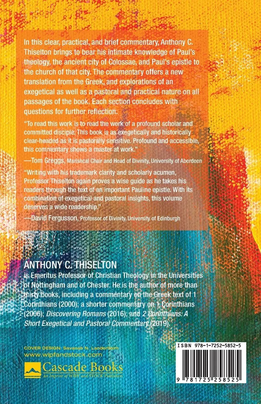 Rückseite: 9781725258525 | Colossians | Anthony C. Thiselton | Taschenbuch | Englisch | 2020