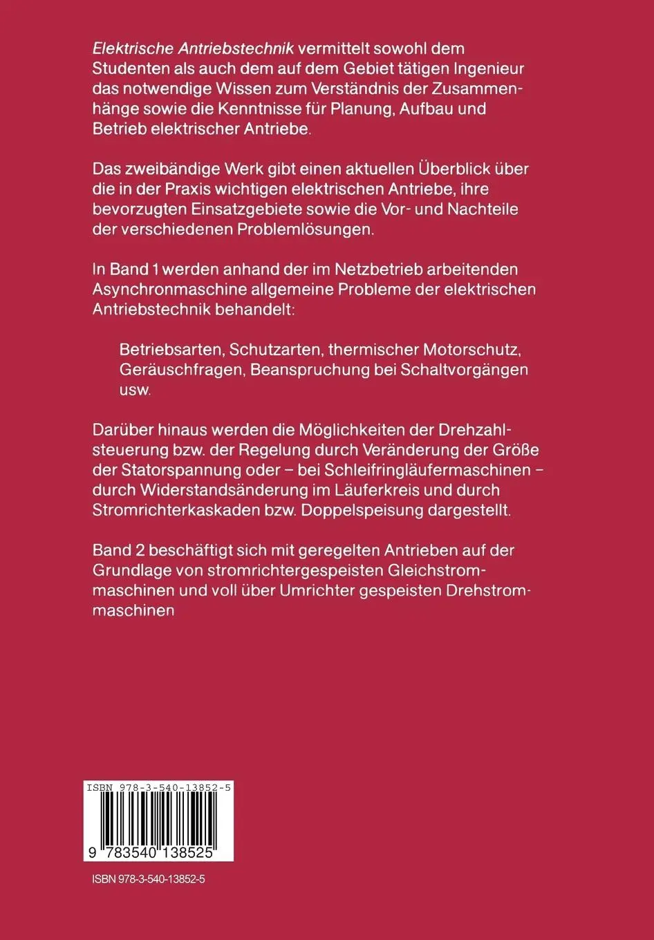 Rückseite: 9783540138525 | Elektrische Antriebstechnik | M. Meyer | Taschenbuch | xviii | Deutsch