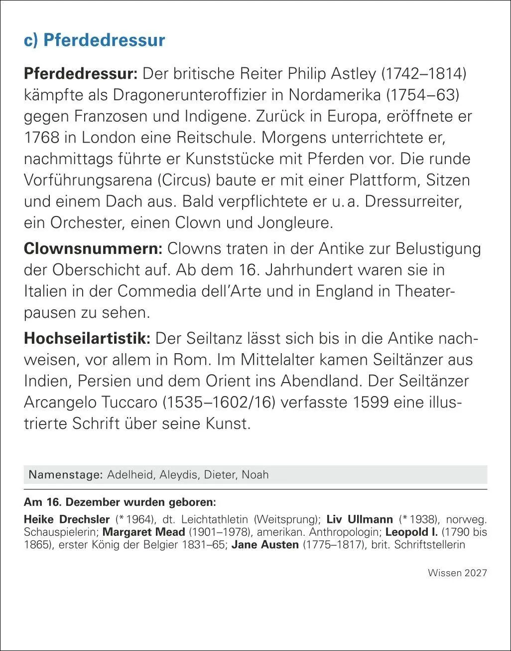 Bild: 9783840038525 | Wissen Tagesabreißkalender 2027 - Quizfragen aus Geschichte,...