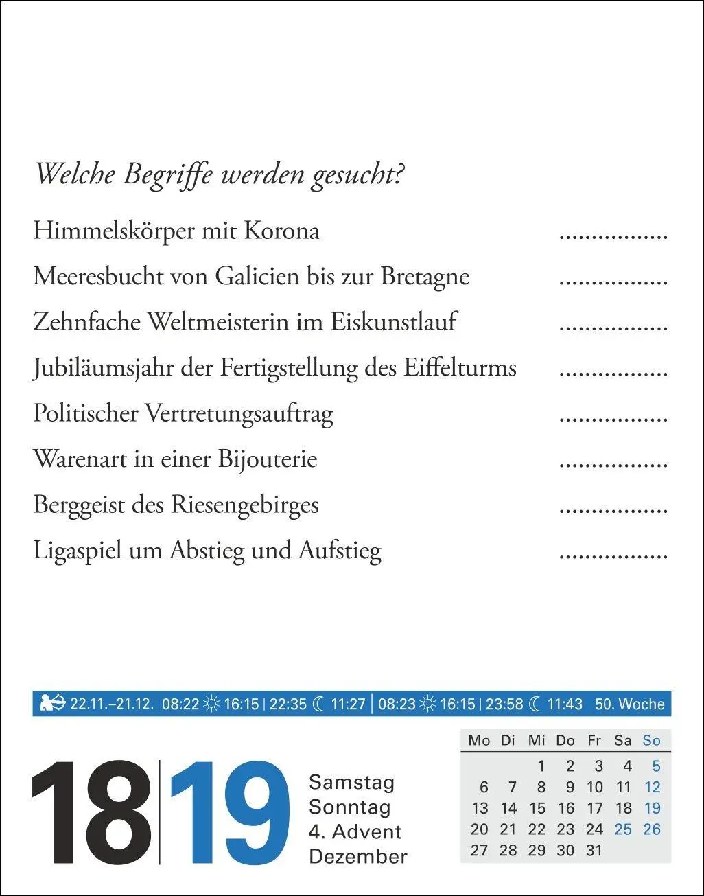 Bild: 9783840038525 | Wissen Tagesabreißkalender 2027 - Quizfragen aus Geschichte,...