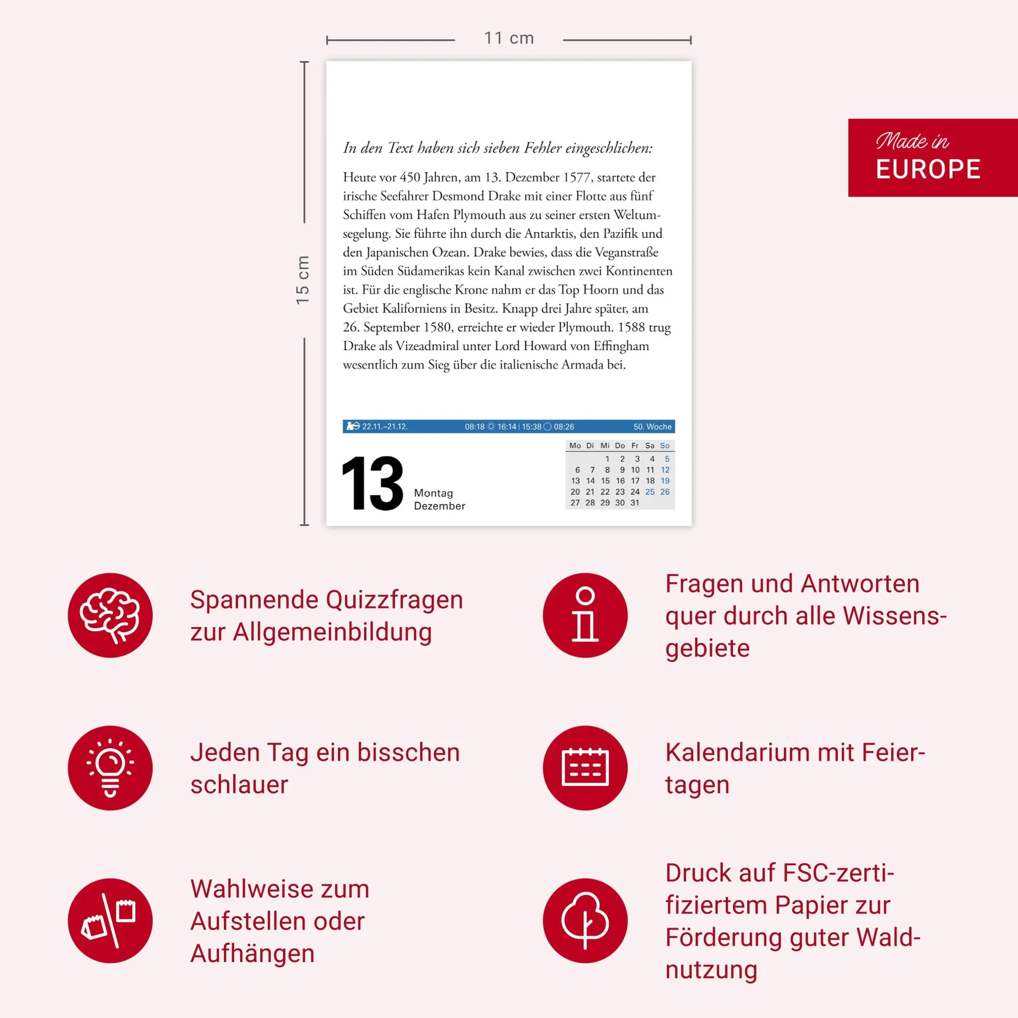 Bild: 9783840038525 | Wissen Tagesabreißkalender 2027 - Quizfragen aus Geschichte,...