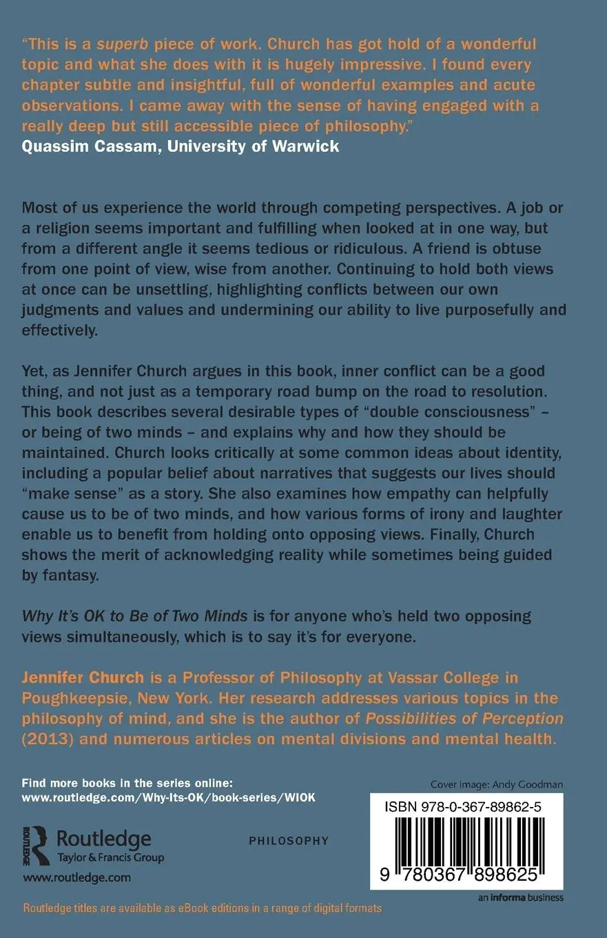 Rückseite: 9780367898625 | Why It's OK to Be of Two Minds | Jennifer Church | Taschenbuch | 2020