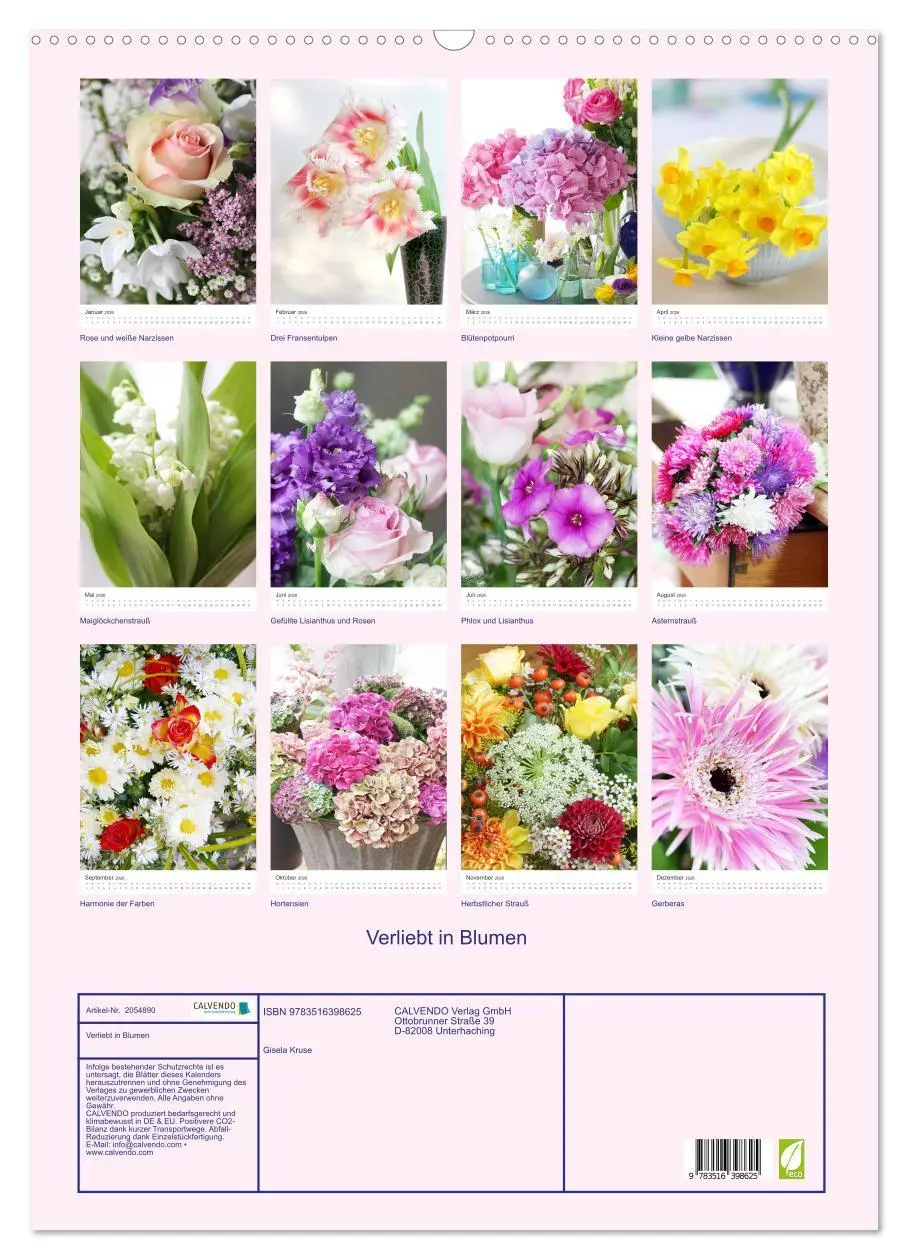 Bild: 9783516398625 | Verliebt in Blumen (Wandkalender 2026 DIN A2 hoch), CALVENDO...