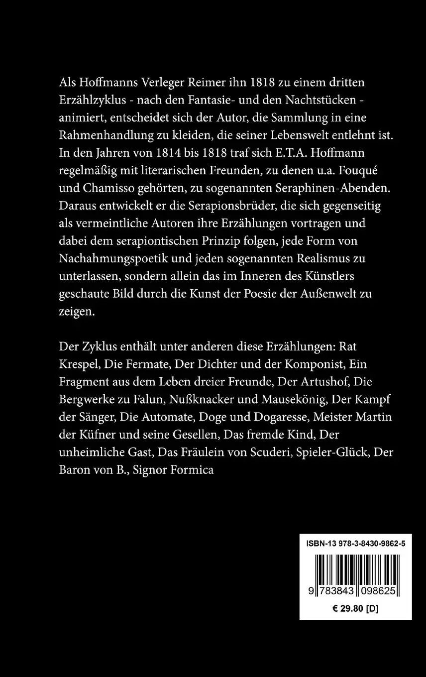 Rückseite: 9783843098625 | Die Serapionsbrüder | Vollständige Ausgabe | E. T. A. Hoffmann | Buch