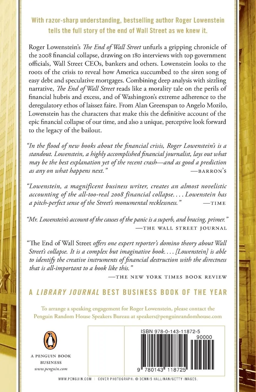 Rückseite: 9780143118725 | The End of Wall Street | Roger Lowenstein | Taschenbuch | Englisch