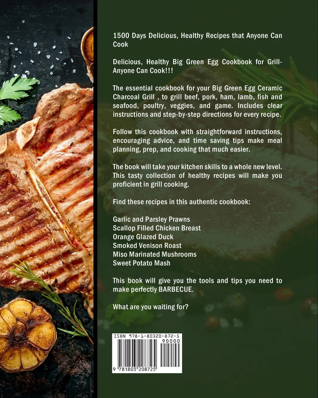 Rückseite: 9781803208725 | 1500 Big Green Egg Ceramic Charcoal Grill Cookbook | John Abbott