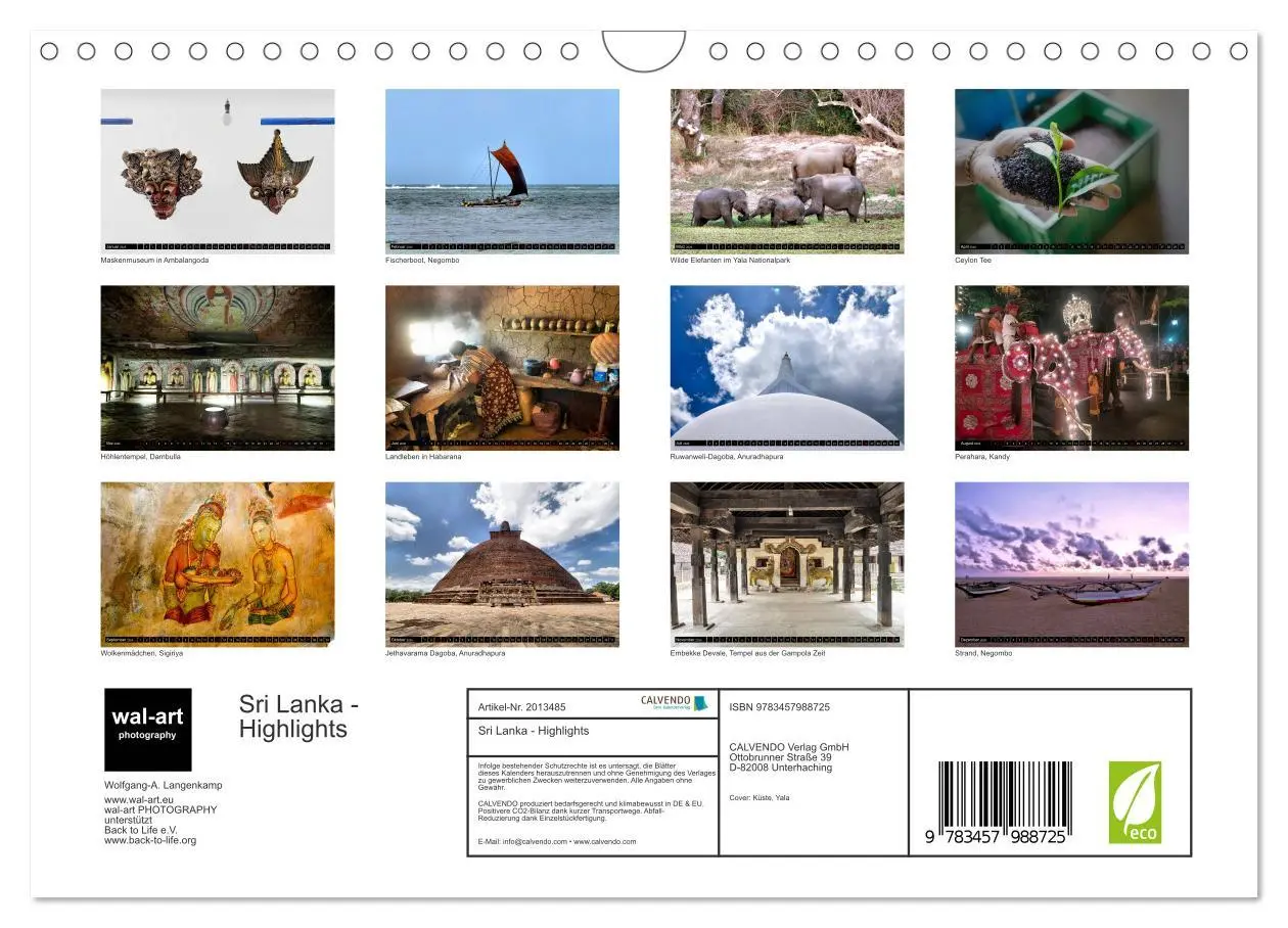 Bild: 9783457988725 | Sri Lanka - Highlights (Wandkalender 2026 DIN A4 quer), CALVENDO...