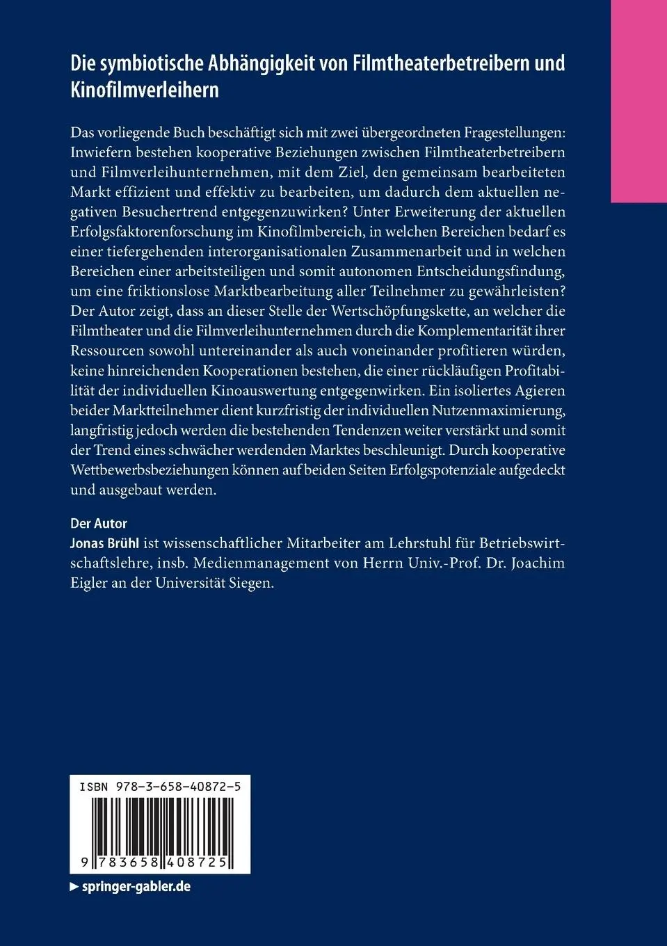 Rückseite: 9783658408725 | Die symbiotische Abhängigkeit von Filmtheaterbetreibern und...