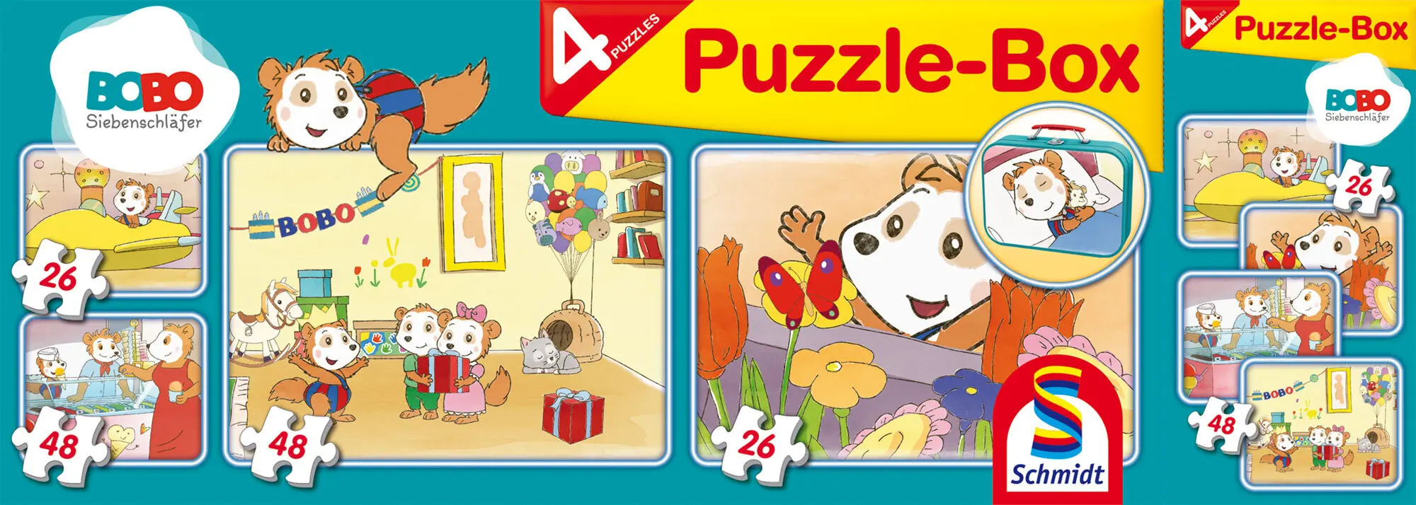 Bild: 4001504558925 | Bobo Siebenschläfer, Puzzle-Box, 2x26, 2x48 Teile im Metallkoffer