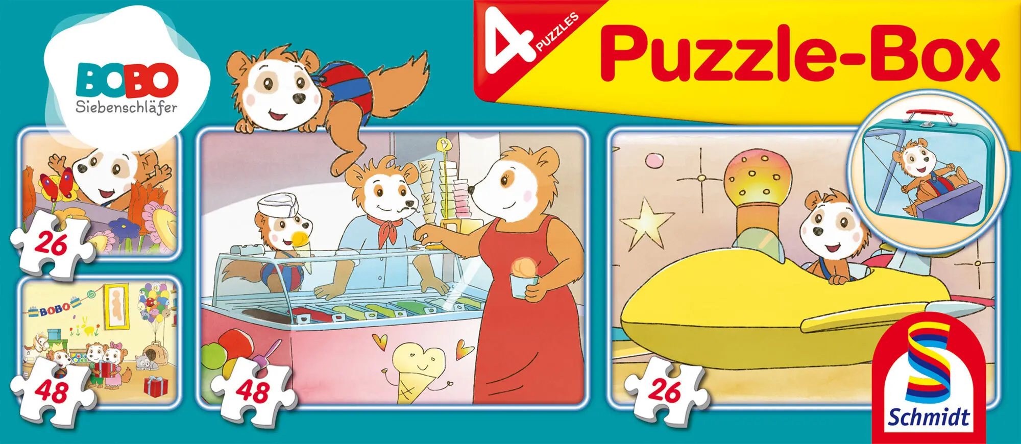 Bild: 4001504558925 | Bobo Siebenschläfer, Puzzle-Box, 2x26, 2x48 Teile im Metallkoffer