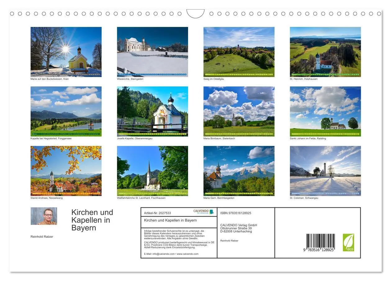 Bild: 9783516128925 | Kirchen und Kapellen in Bayern (Wandkalender 2026 DIN A3 quer),...