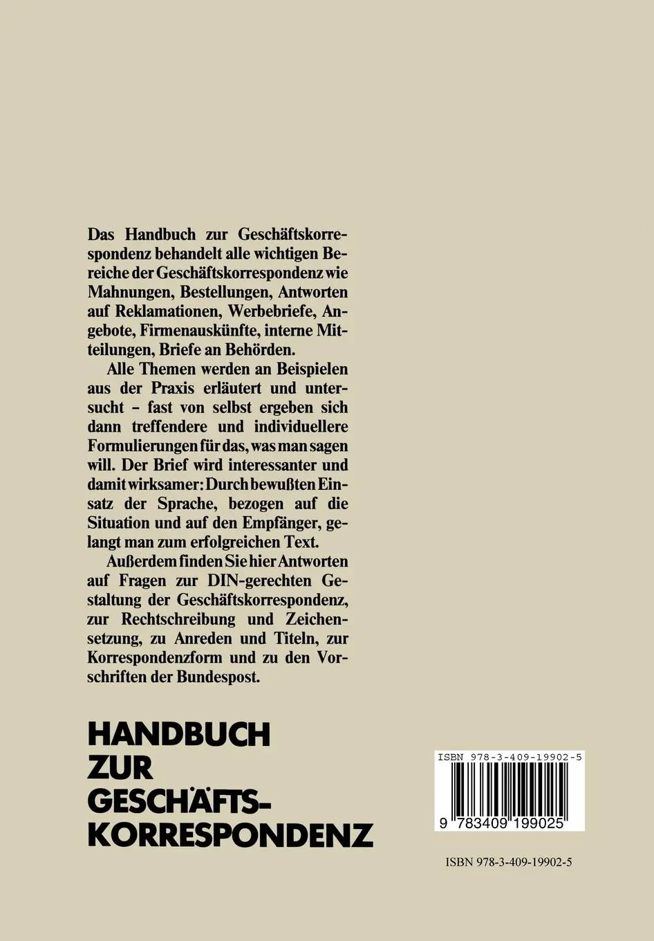 Rückseite: 9783409199025 | Handbuch zur Geschäftskorrespondenz | Christoph Hermling | Taschenbuch