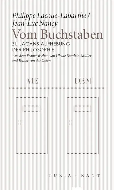 Cover: 9783851329025 | Vom Buchstaben | Zu Lacans Aufhebung der Philosophie | Nancy (u. a.)
