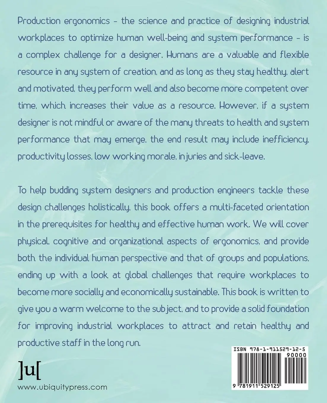 Rückseite: 9781911529125 | Production Ergonomics | Berlin Cecilia (u. a.) | Taschenbuch | 2017
