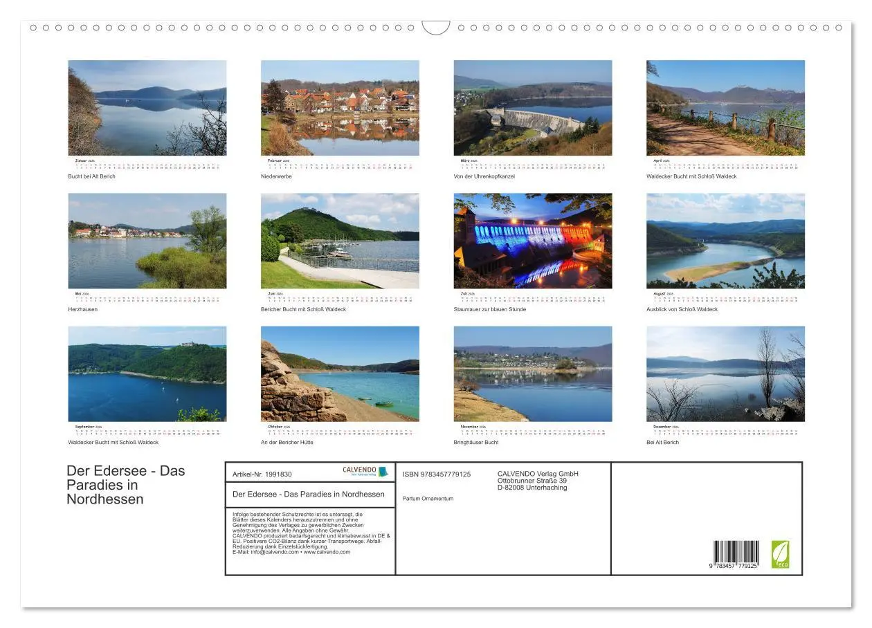 Bild: 9783457779125 | Der Edersee - Das Paradies in Nordhessen (Wandkalender 2026 DIN A2...