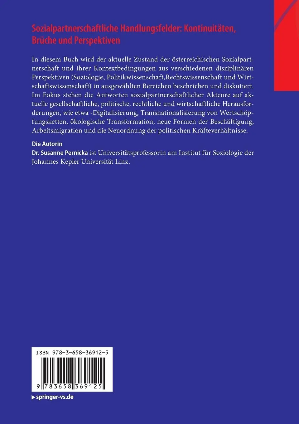 Rückseite: 9783658369125 | Sozialpartnerschaftliche Handlungsfelder: Kontinuitäten, Brüche und...