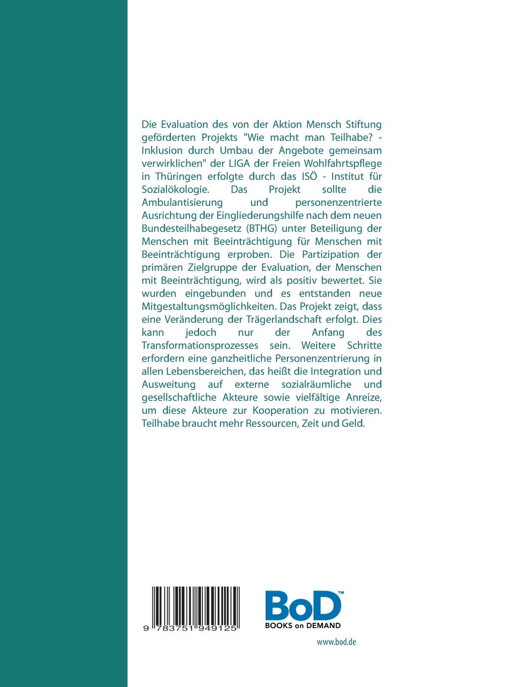 Rückseite: 9783751949125 | So macht man Teilhabe | Abschlussbericht der Evaluation | Taschenbuch
