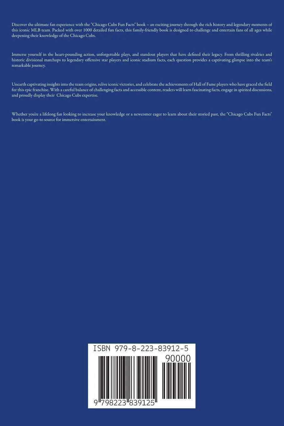 Rückseite: 9798223839125 | Chicago Cubs Fun Facts | Trivia Ape | Taschenbuch | Englisch | 2023