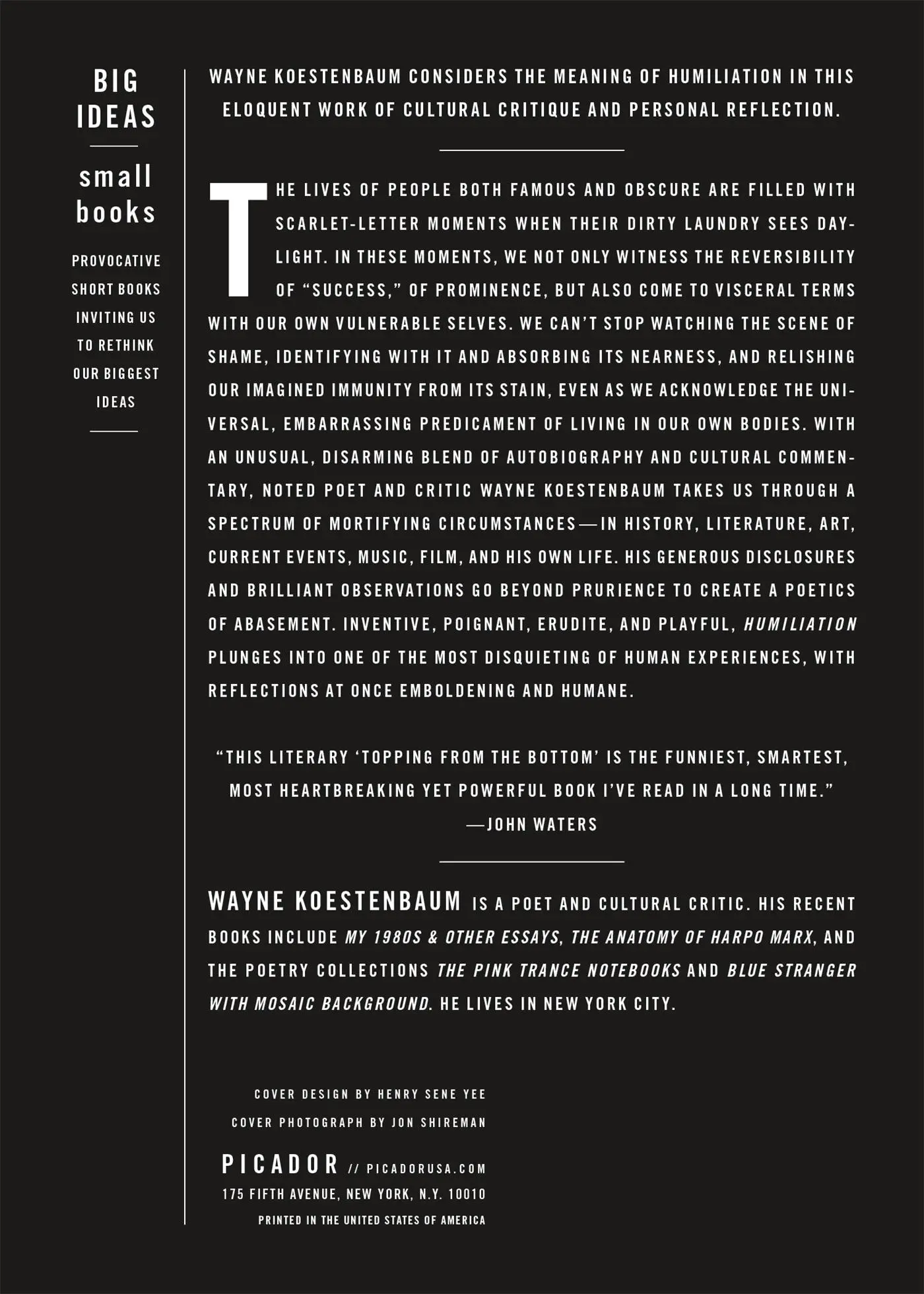 Rückseite: 9780312429225 | Humiliation | Wayne Koestenbaum | Taschenbuch | Englisch | 2011