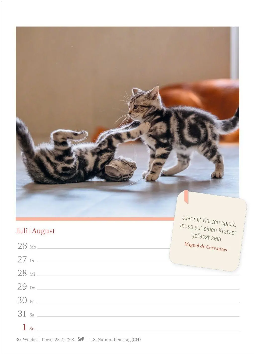 Bild: 9783840039225 | Katzenglück Wochenkalender 2027 - mit Zitaten | Harenberg | Kalender