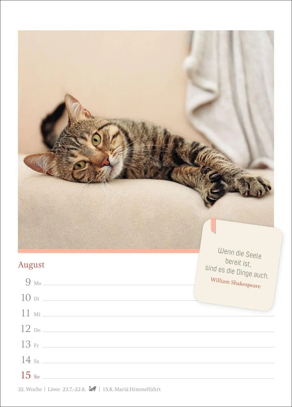 Bild: 9783840039225 | Katzenglück Wochenkalender 2027 - mit Zitaten | Harenberg | Kalender