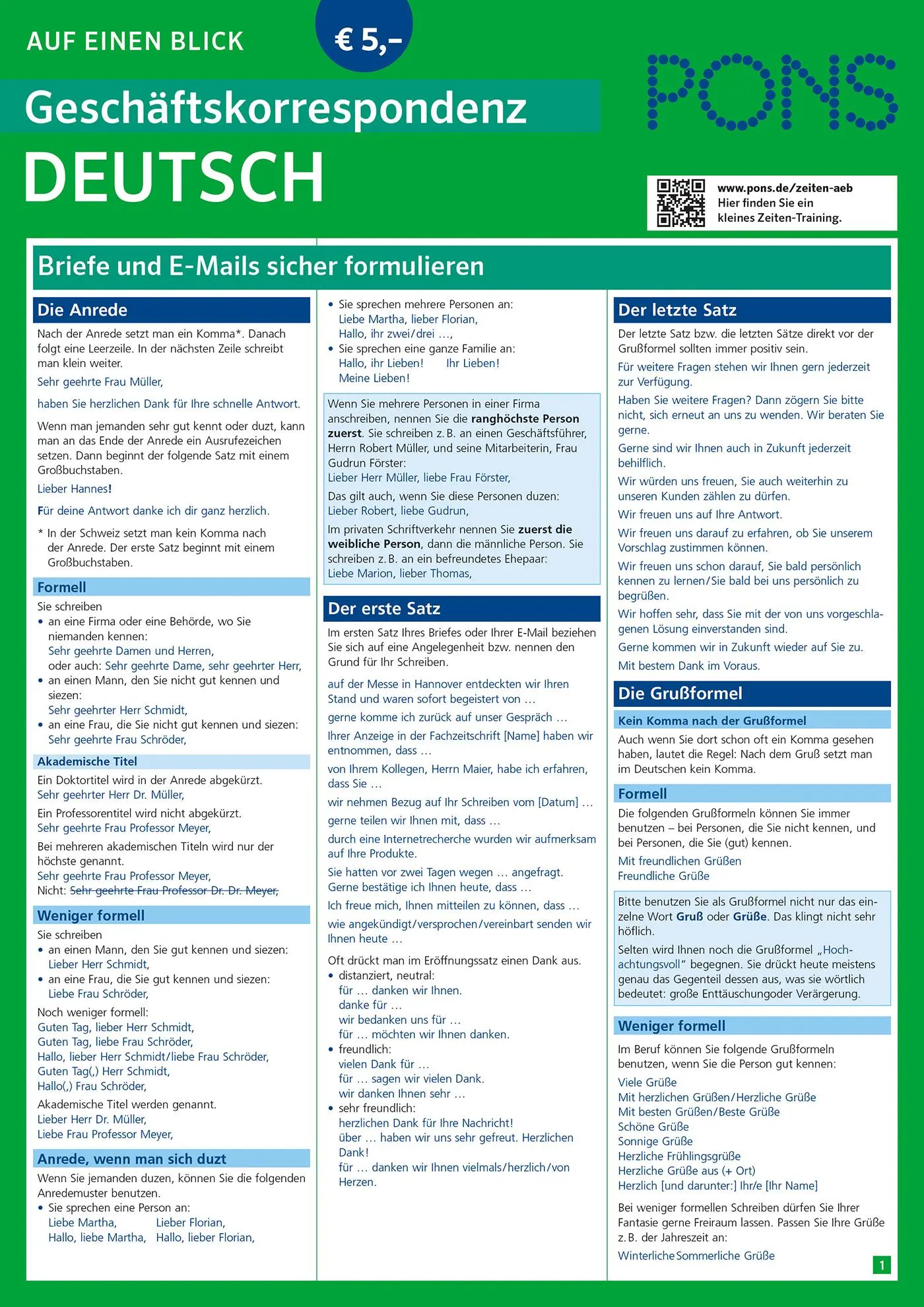 Cover: 9783125629325 | PONS Geschäftskorrespondenz auf einen Blick Deutsch | Löckle-Götz