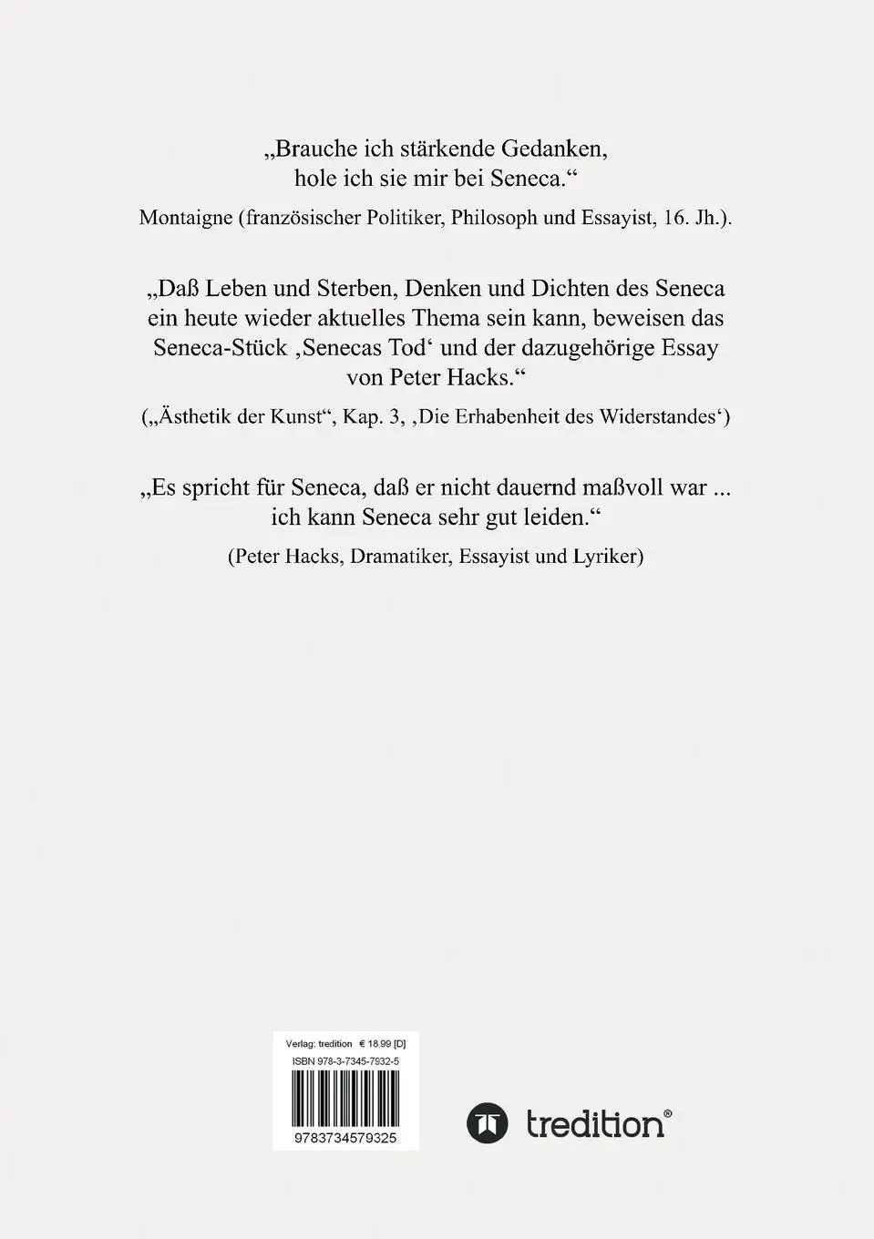 Rückseite: 9783734579325 | SENECA | Ein Leben für und gegen Kaiser Nero | Wilhelm Berndl | Buch
